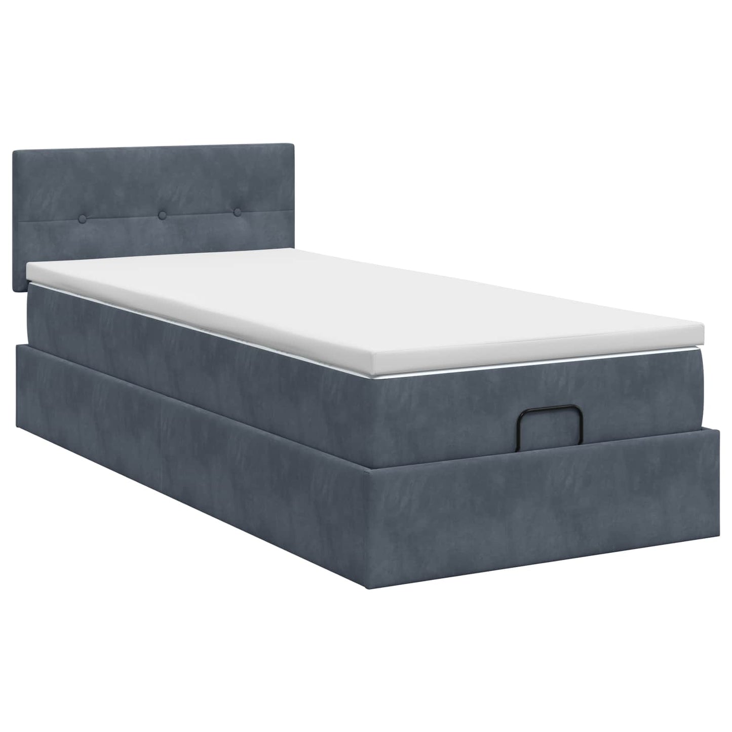 Ottoman bed met matras Donkergrijs 90 x 200 cm Fluweel