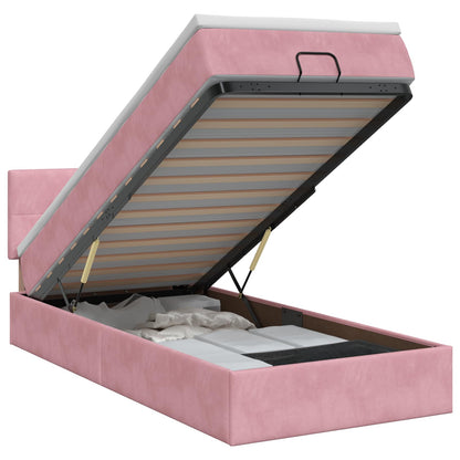 Ottoman bed met matras met hoofdeinde Roze 90 x 200 cm Fluweel