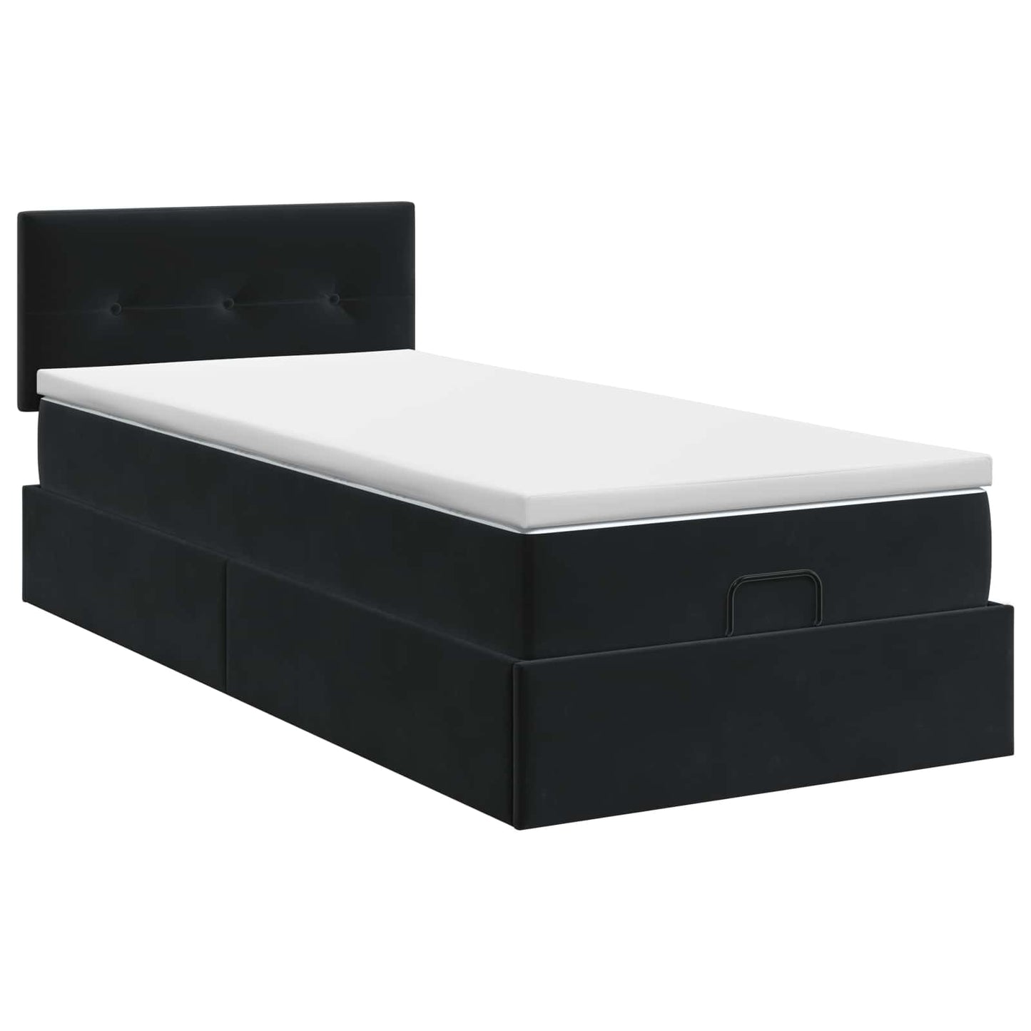Ottoman bed met matras Zwart 100 x 200 cm Fluweel