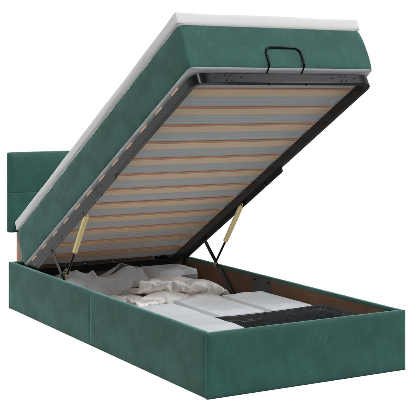 Ottoman bed met matras Donkergroen 100 x 200 cm Fluweel