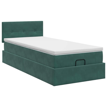 Ottoman bed met matras Donkergroen 100 x 200 cm Fluweel