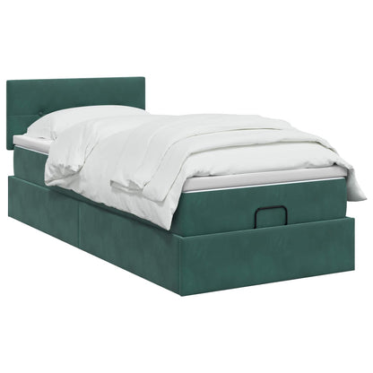 Ottoman bed met matras Donkergroen 100 x 200 cm Fluweel
