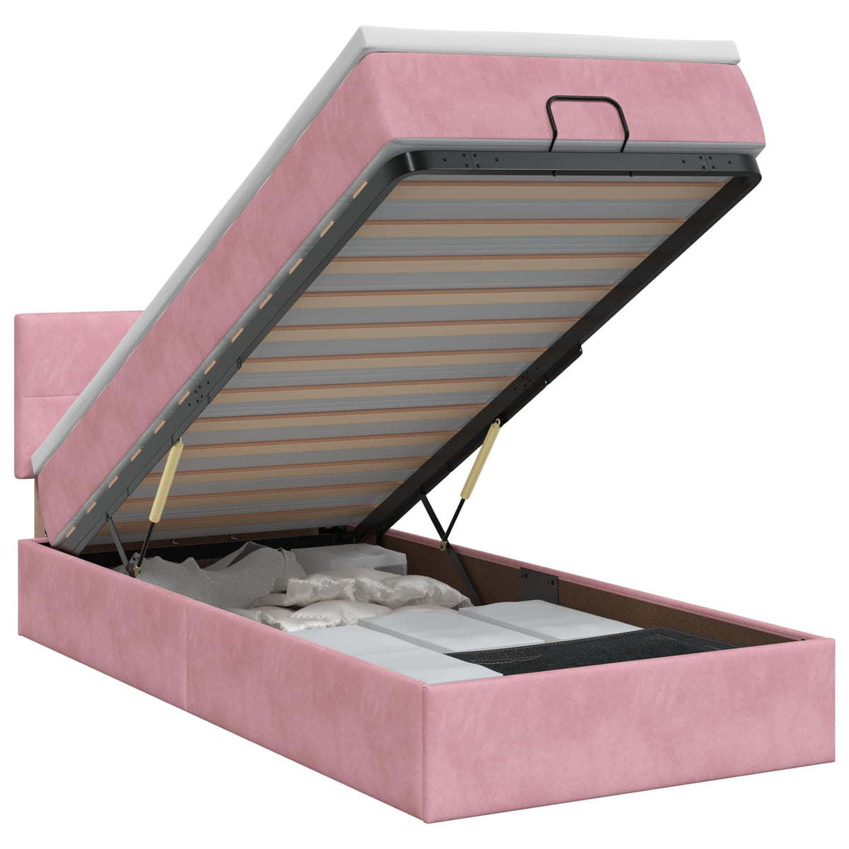 Ottoman bed met matras met hoofdeinde Roze 100 x 200 cm Fluweel