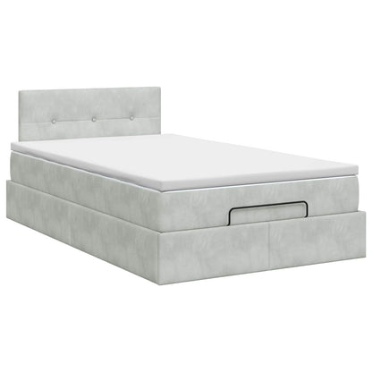 Ottoman bed met matras Lichtgrijs 120 x 190 cm Fluweel