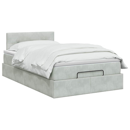 Ottoman bed met matras Lichtgrijs 120 x 190 cm Fluweel