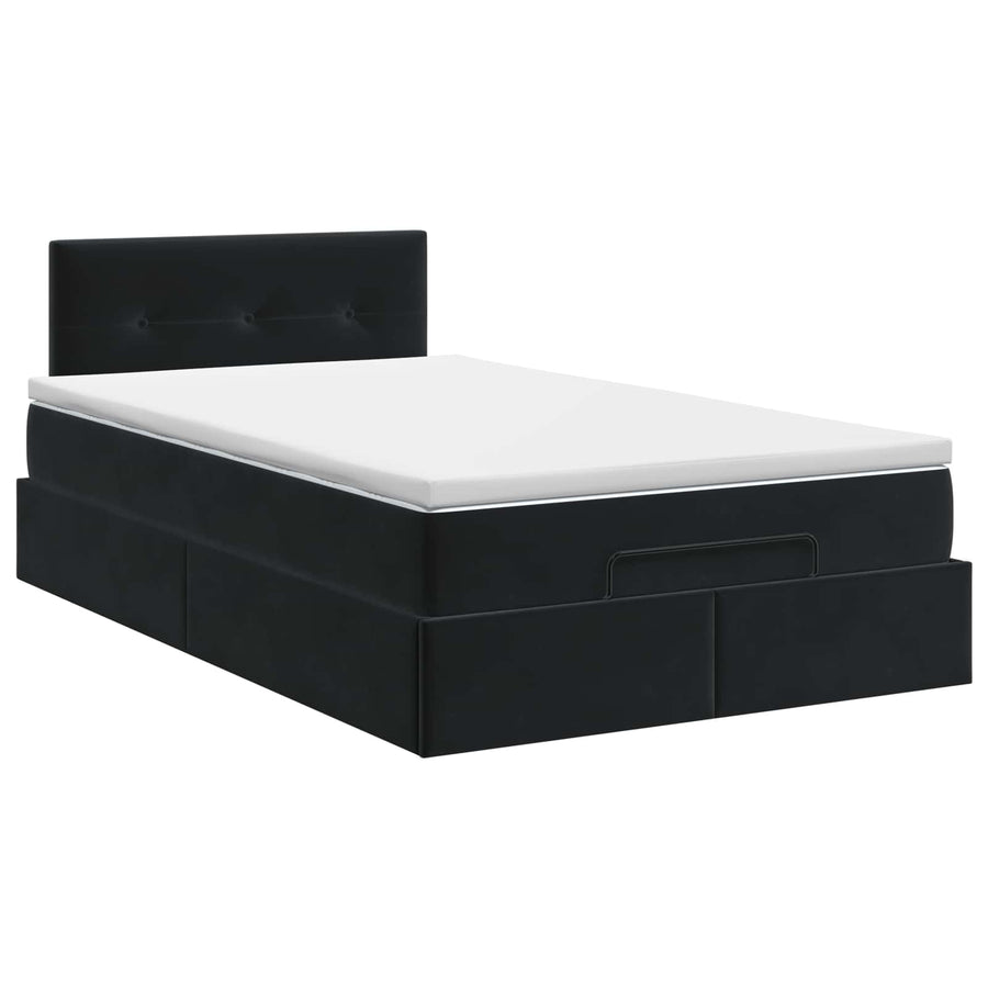 Ottoman bed met matras Zwart 120 x 190 cm Fluweel