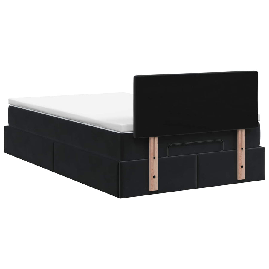 Ottoman bed met matras Zwart 120 x 190 cm Fluweel