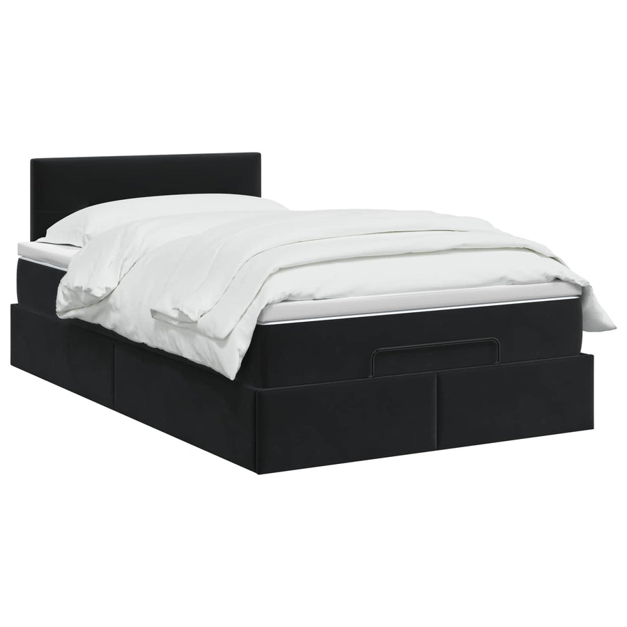 Ottoman bed met matras Zwart 120 x 190 cm Fluweel