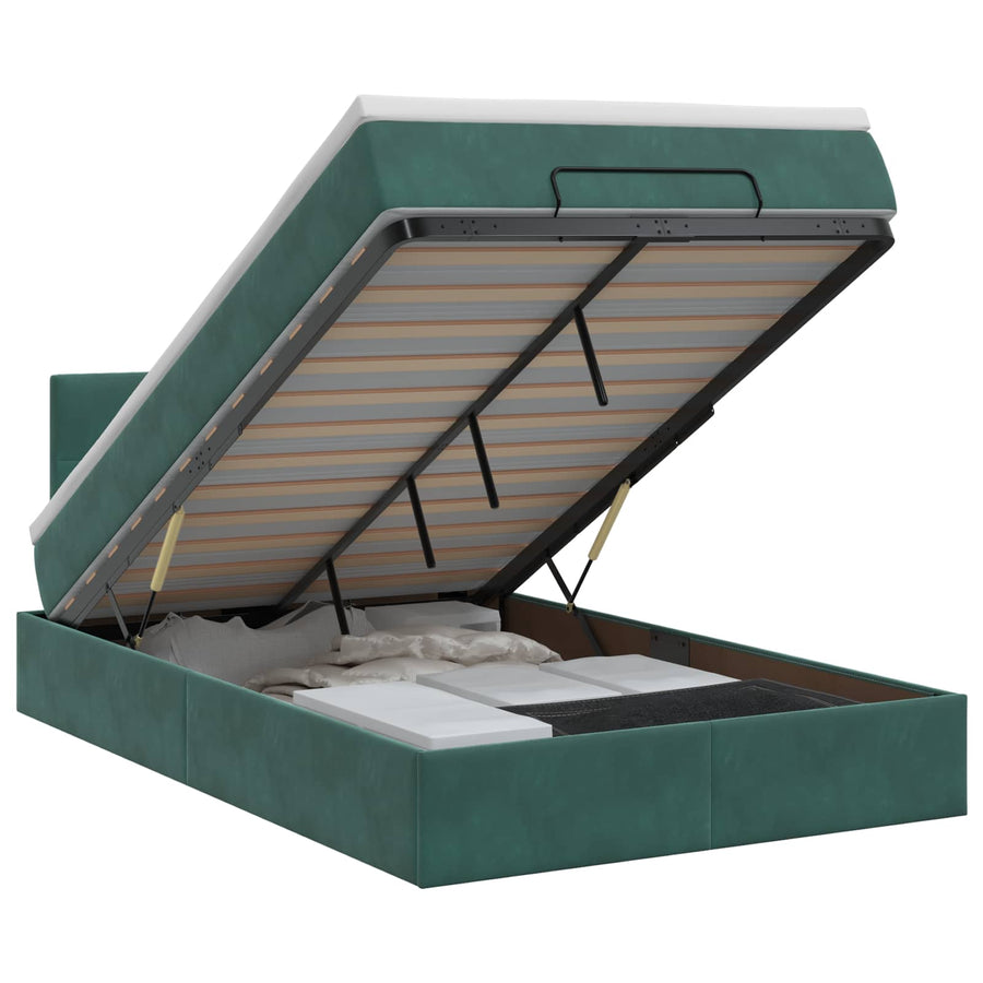 Ottoman bed met matras Donkergroen 120 x 190 cm Fluweel
