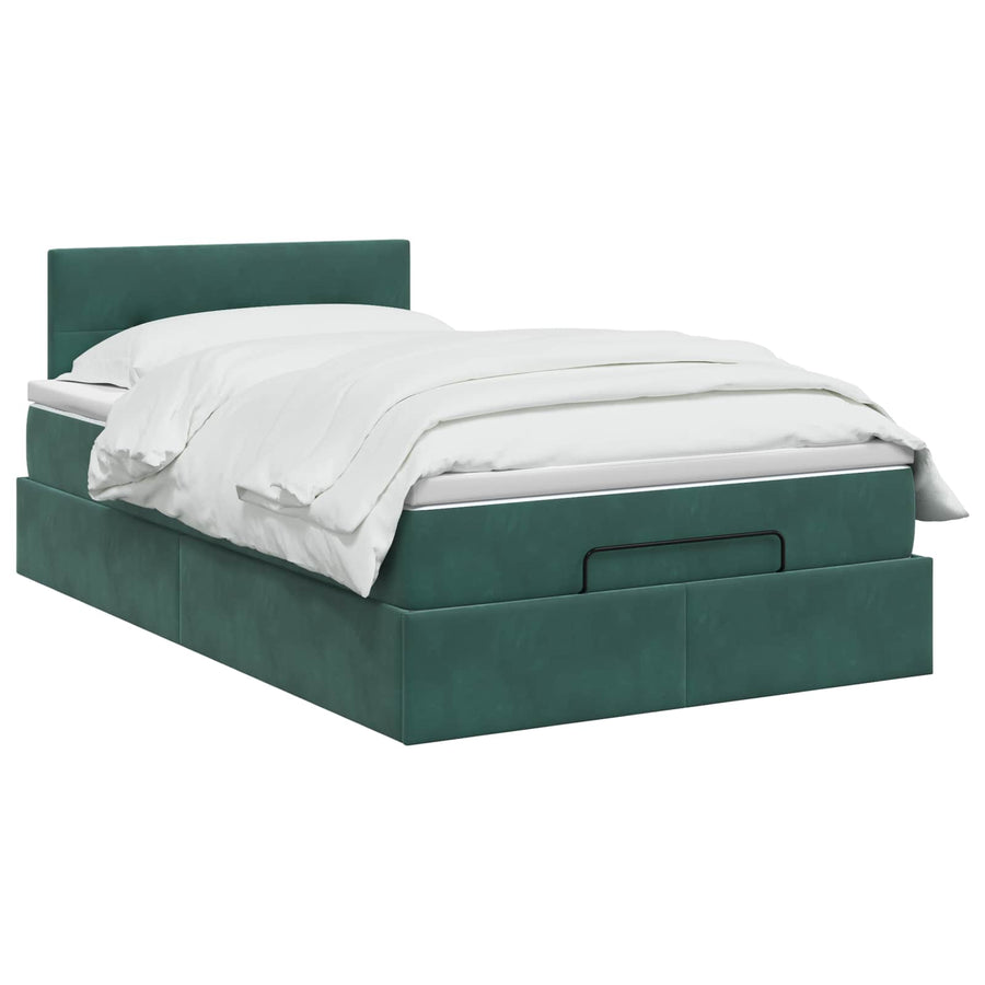 Ottoman bed met matras Donkergroen 120 x 190 cm Fluweel
