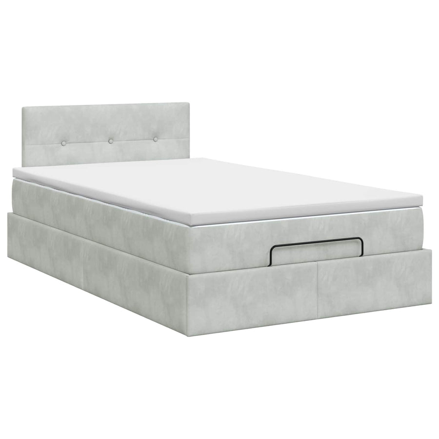 Ottoman bed met matras Lichtgrijs 120 x 200 cm Fluweel