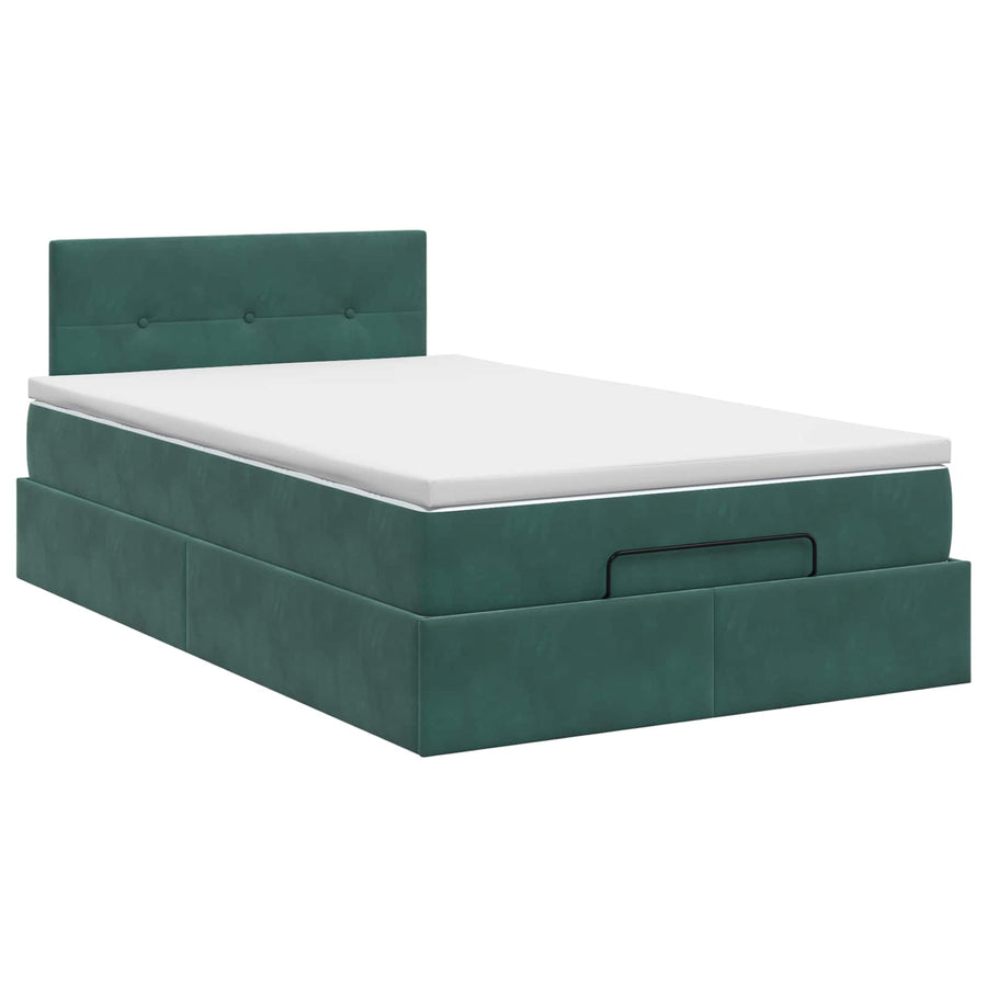 Ottoman bed met matras Donkergroen 120 x 200 cm Fluweel
