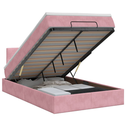 Ottoman bed met matras met hoofdeinde Roze 120 x 200 cm Fluweel