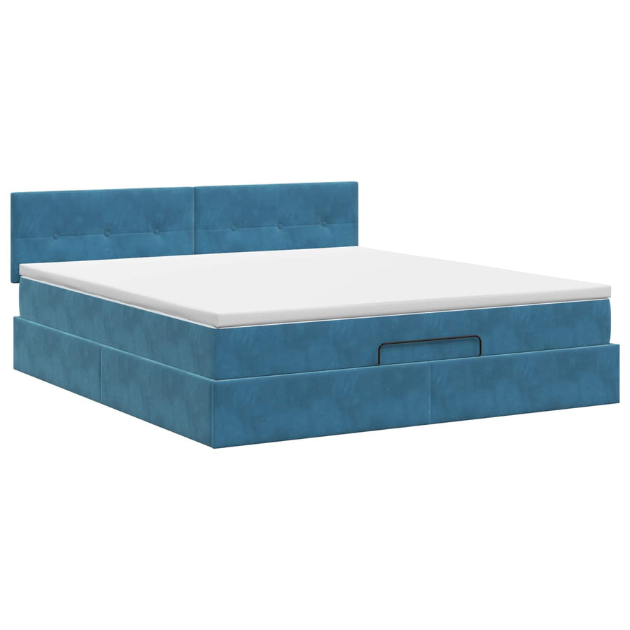 Ottoman bed met matras Donkerblauw 140 x 190 cm Fluweel