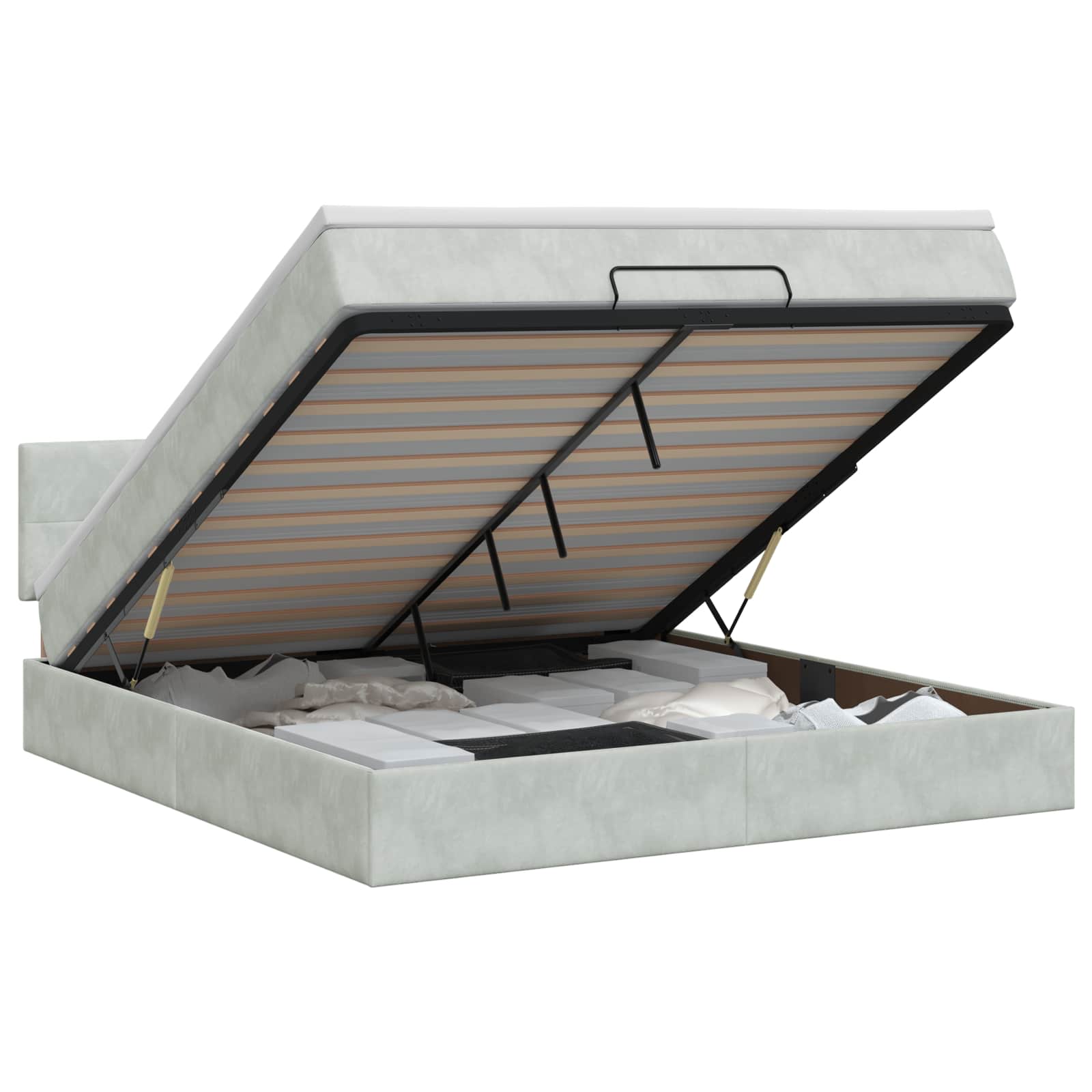 Ottoman bed met matras Lichtgrijs 140 x 200 cm Fluweel