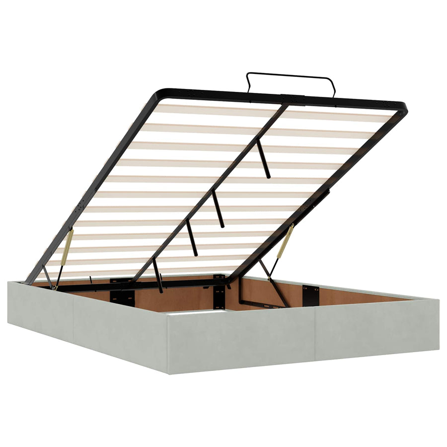 Ottoman bed met matras Lichtgrijs 160 x 200 cm Fluweel