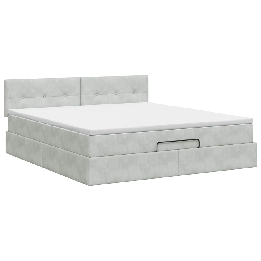 Ottoman bed met matras Lichtgrijs 160 x 200 cm Fluweel