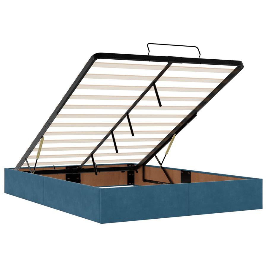 Ottoman bed met matras Donkerblauw 160 x 200 cm Fluweel