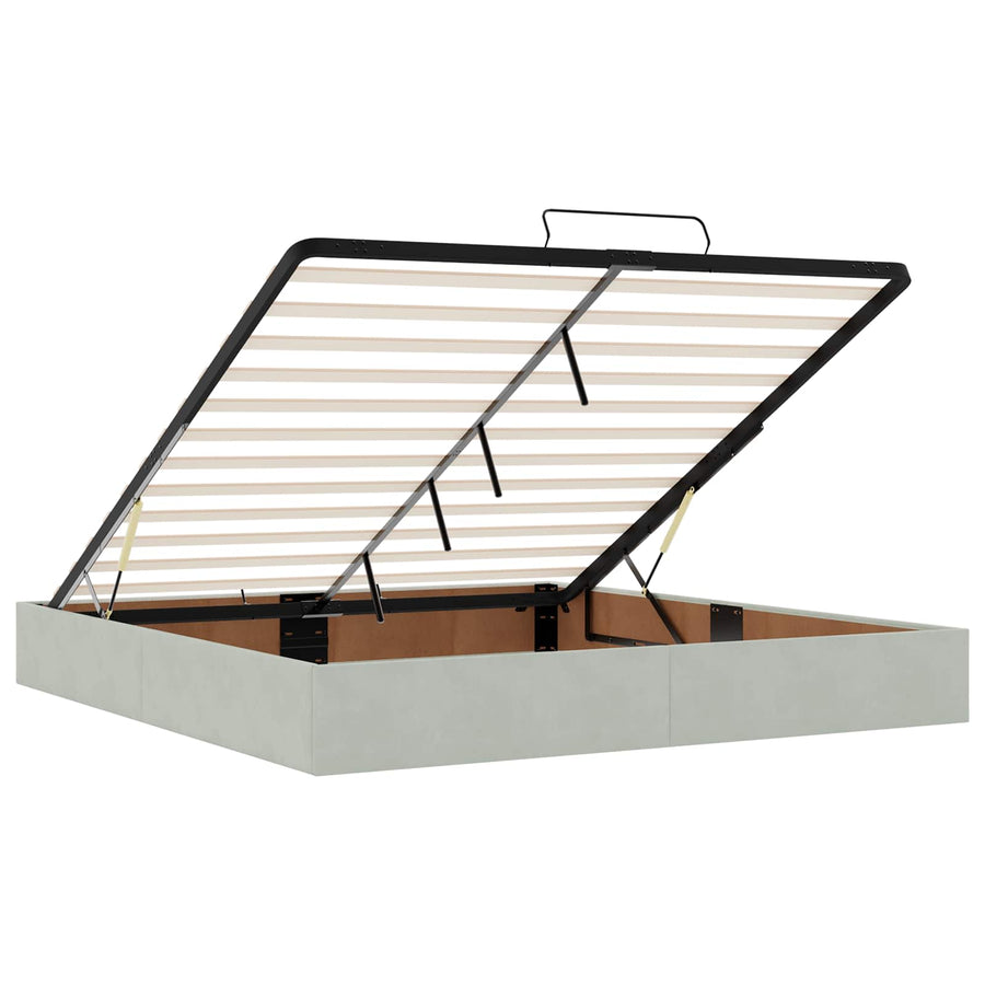 Ottoman bed met matras Lichtgrijs 180 x 200 cm Fluweel
