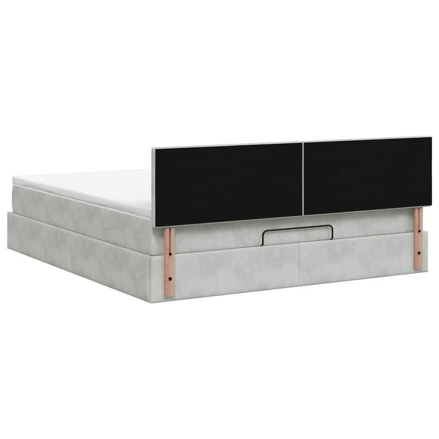 Ottoman bed met matras Lichtgrijs 180 x 200 cm Fluweel