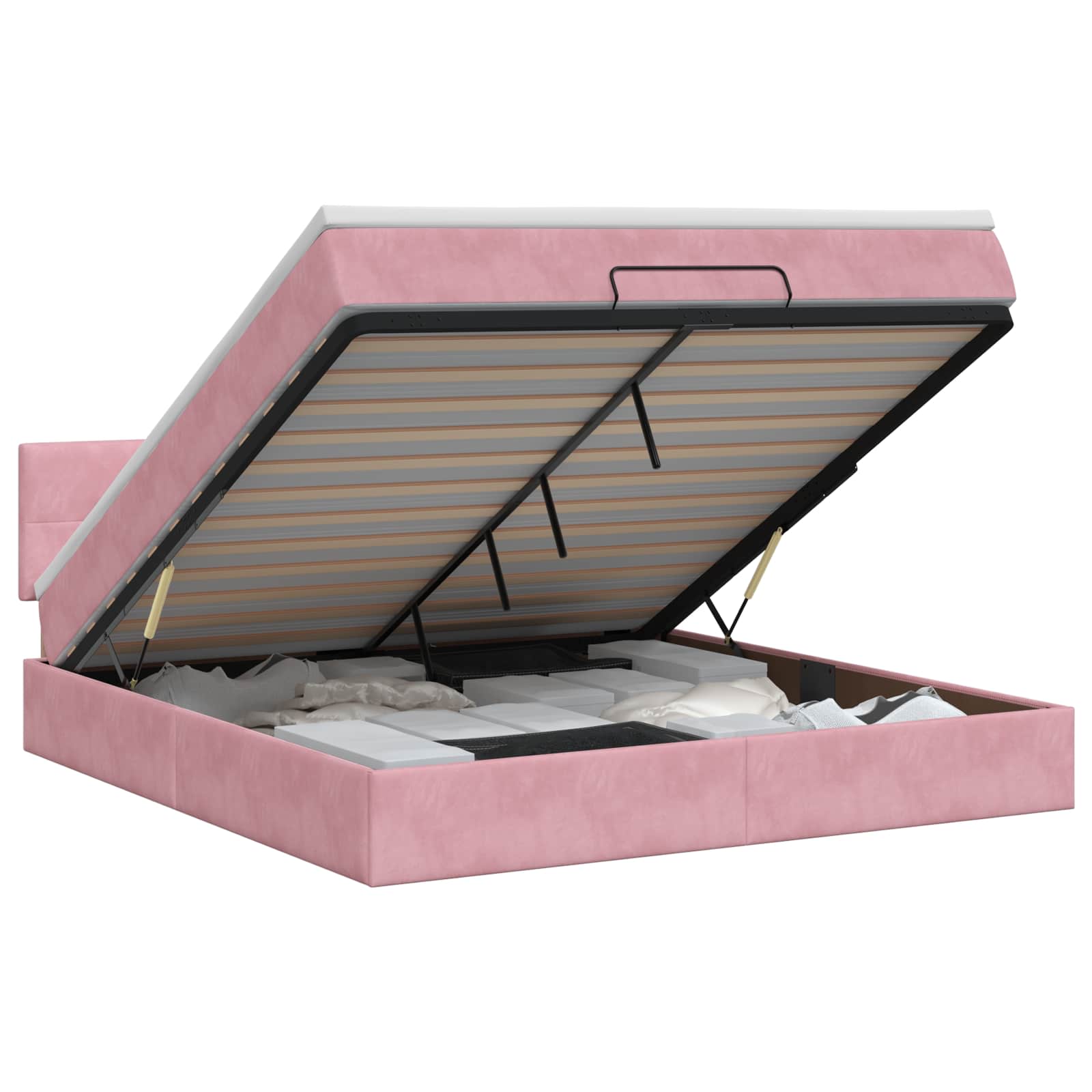 Ottoman bed met matras met hoofdeinde Roze 180 x 200 cm Fluweel