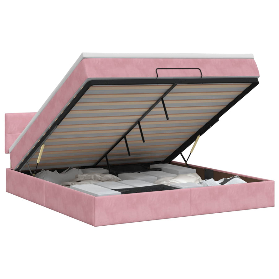 Ottoman bed met matras met hoofdeinde Roze 180 x 200 cm Fluweel