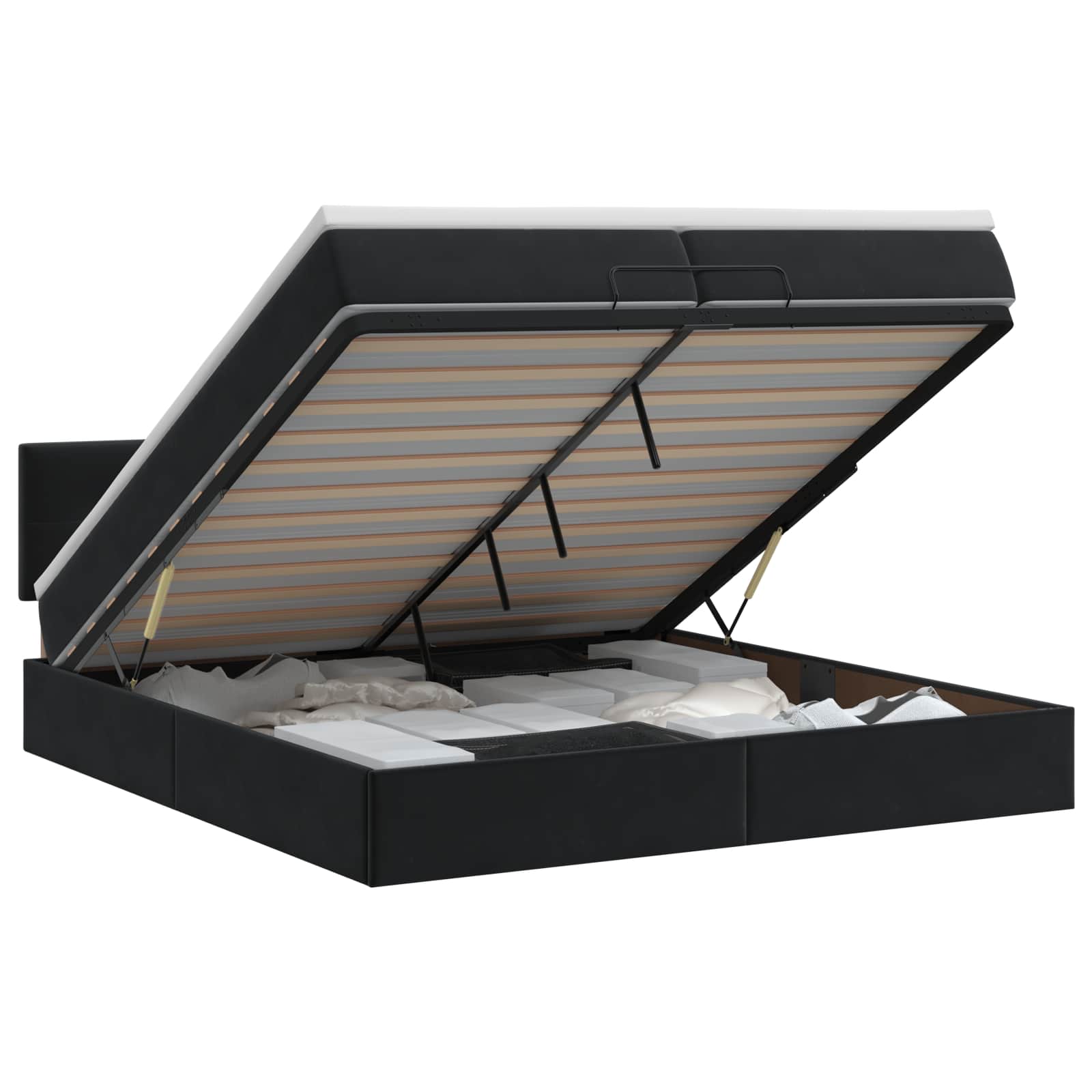 Ottoman bed met matras Zwart 200 x 200 cm Fluweel