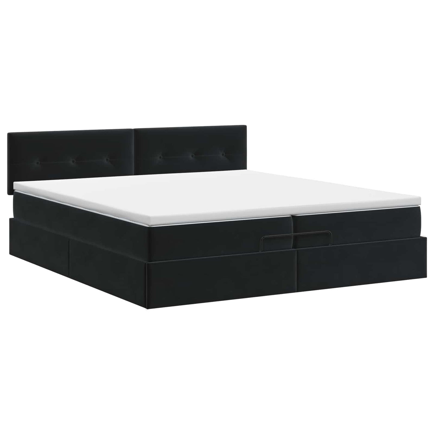 Ottoman bed met matras Zwart 200 x 200 cm Fluweel