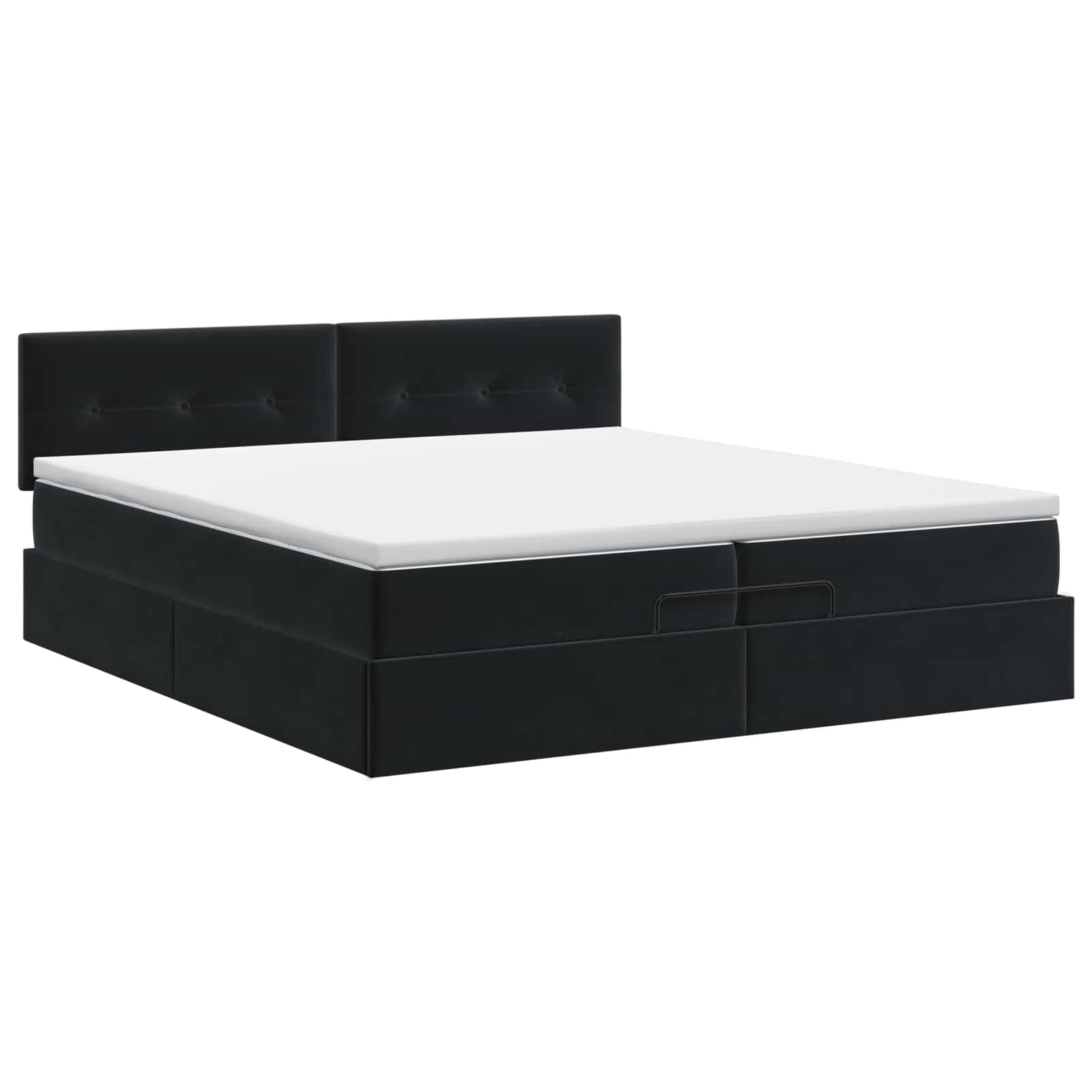 Ottoman bed met matras Zwart 200 x 200 cm Fluweel