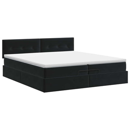 Ottoman bed met matras Zwart 200 x 200 cm Fluweel