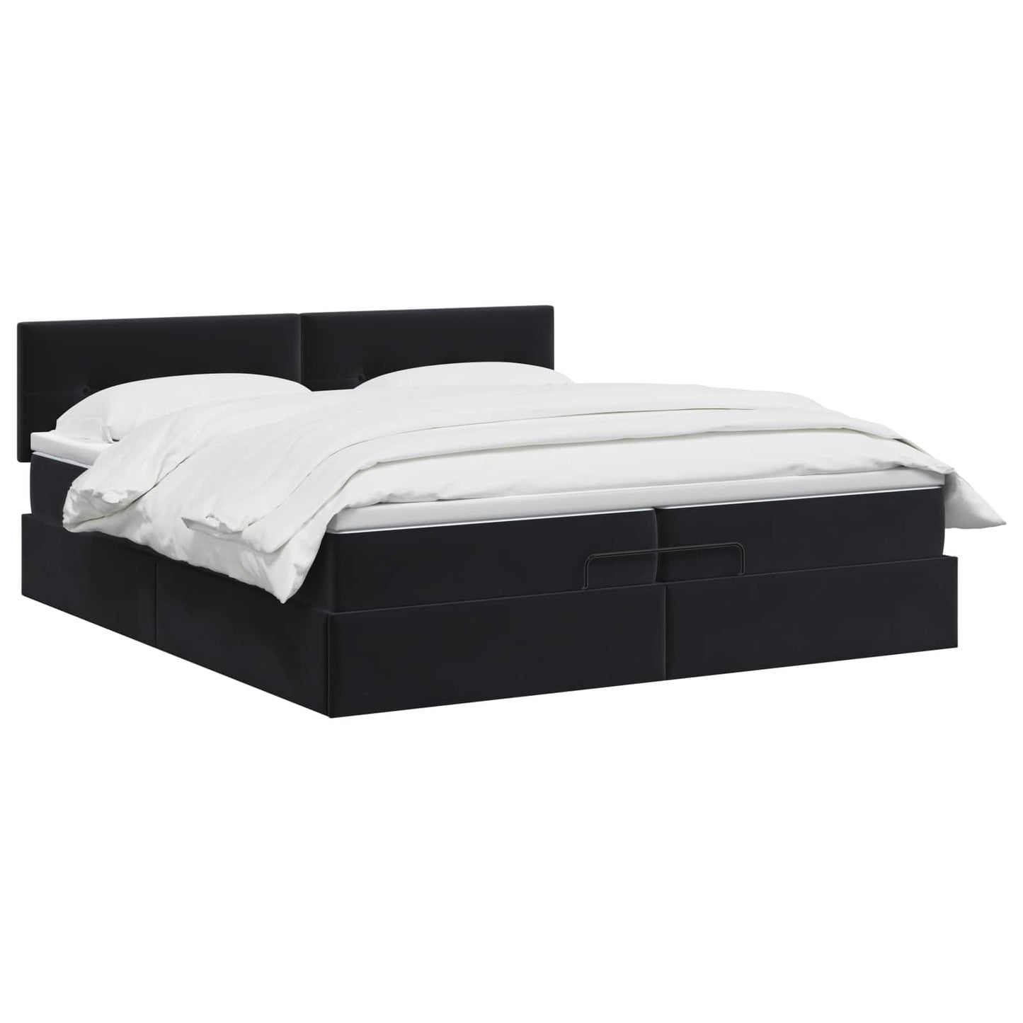 Ottoman bed met matras Zwart 200 x 200 cm Fluweel