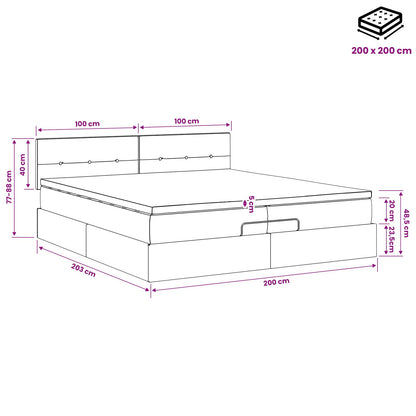Ottoman bed met matras Zwart 200 x 200 cm Fluweel