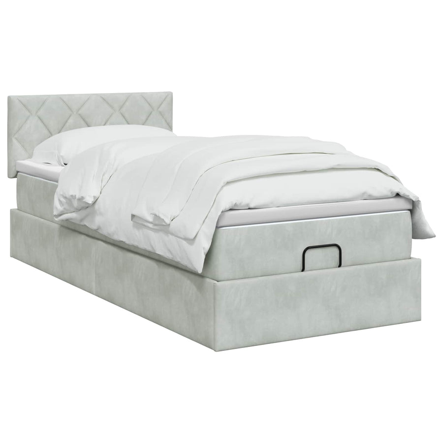 Ottoman bed met matras Lichtgrijs 80 x 200 cm Fluweel