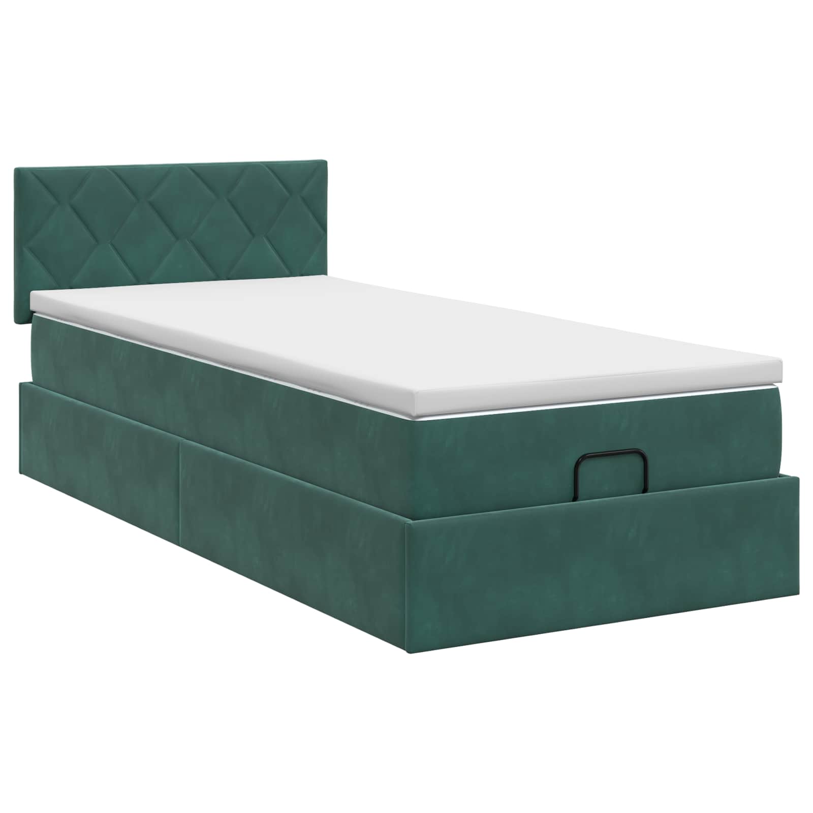 Ottoman bed met matras Donkergroen 80 x 200 cm Fluweel