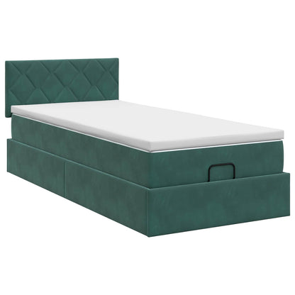 Ottoman bed met matras Donkergroen 80 x 200 cm Fluweel