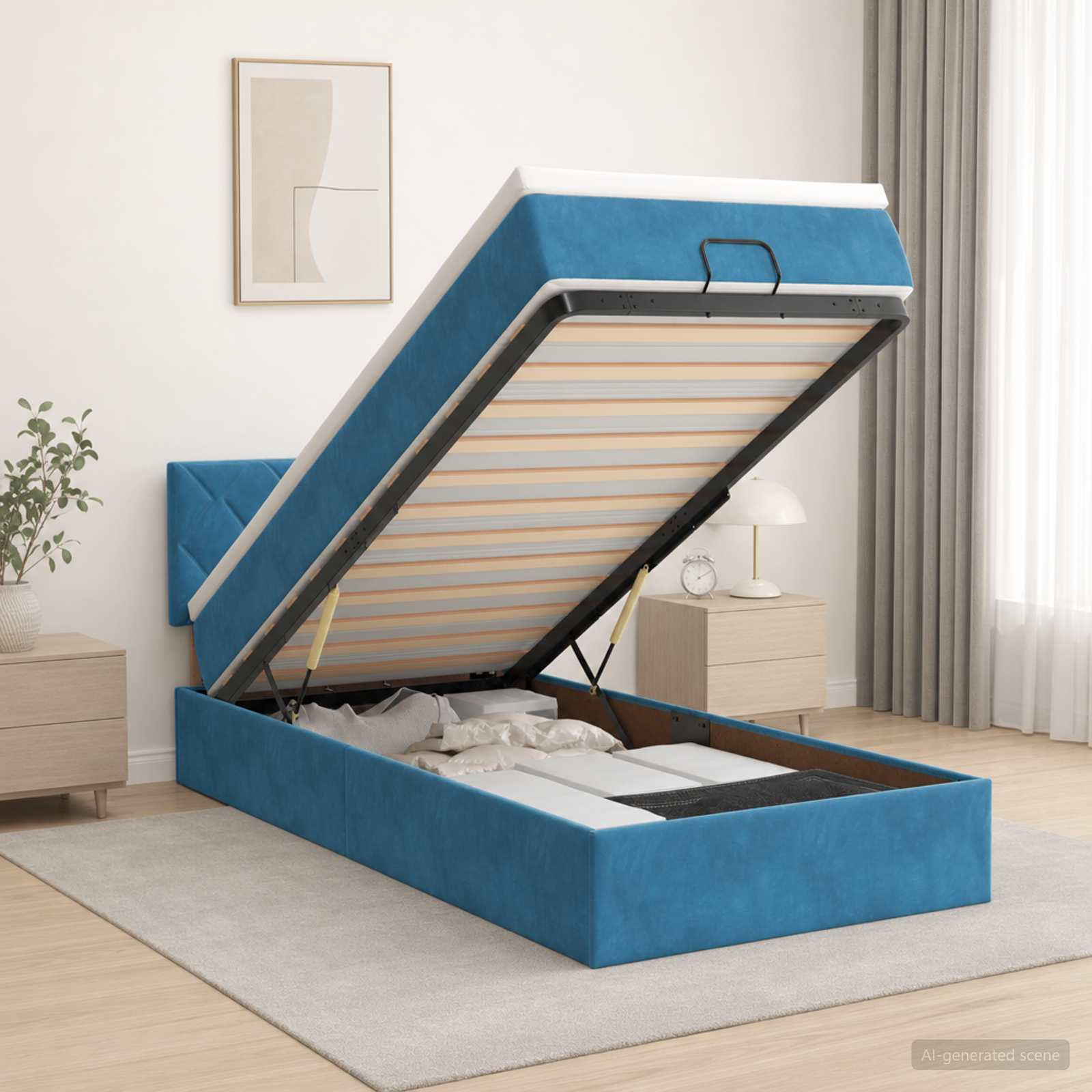 Ottoman bed met matras Donkerblauw 80 x 200 cm Fluweel