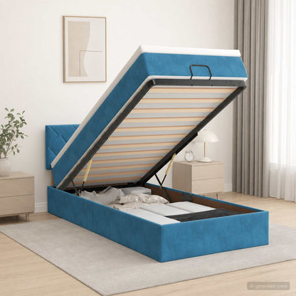 Ottoman Bed met Matrassen en LED Donkerblauw 80 x 200 cm