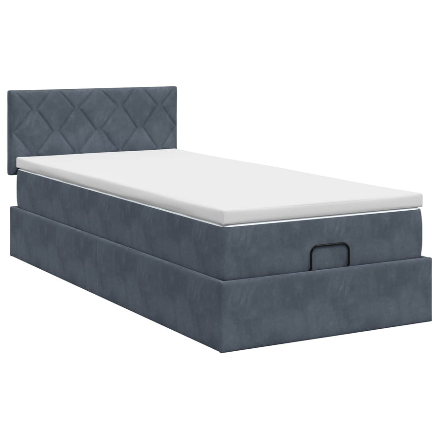 Ottoman bed met matras Donkergrijs 100 x 200 cm Fluweel