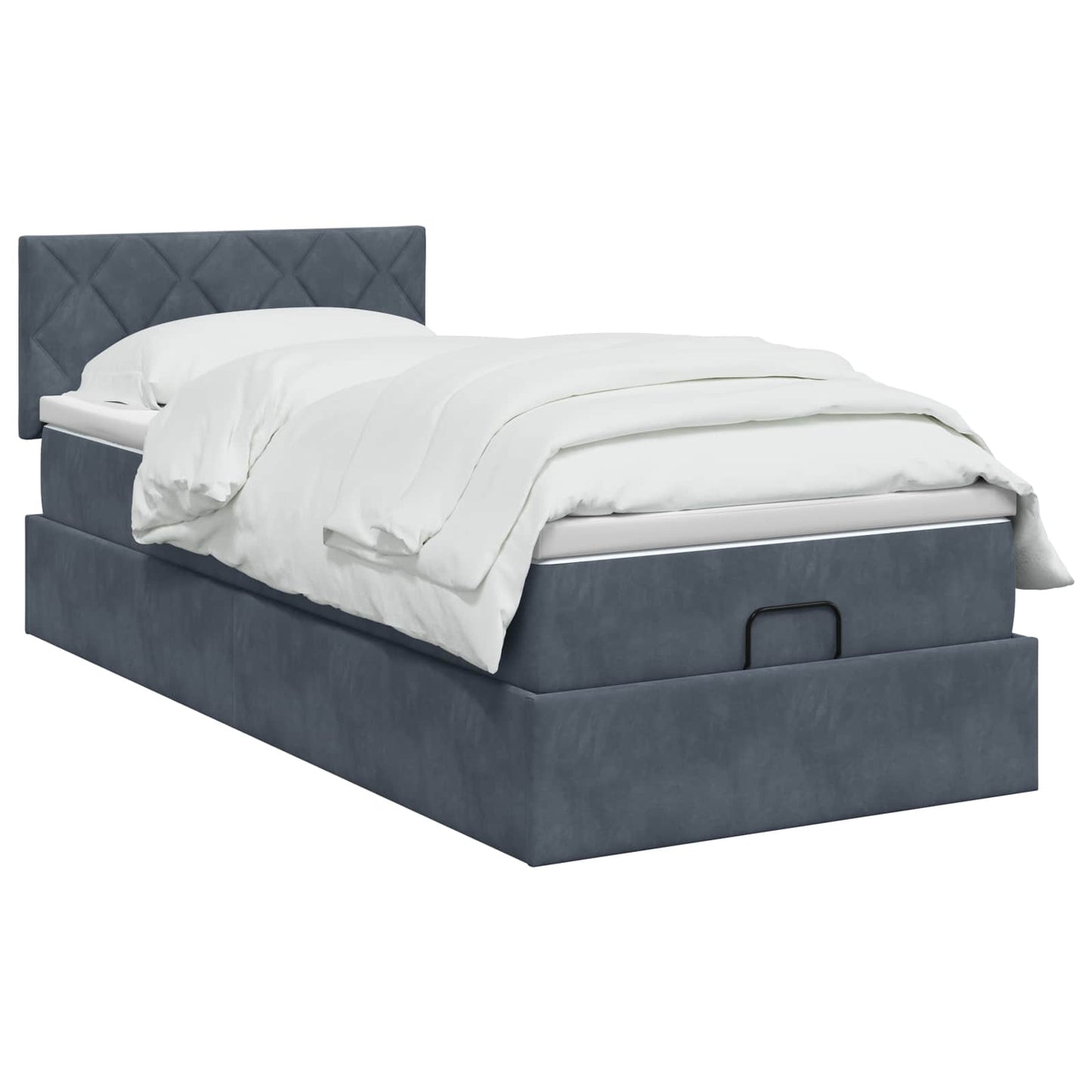 Ottoman bed met matras Donkergrijs 100 x 200 cm Fluweel