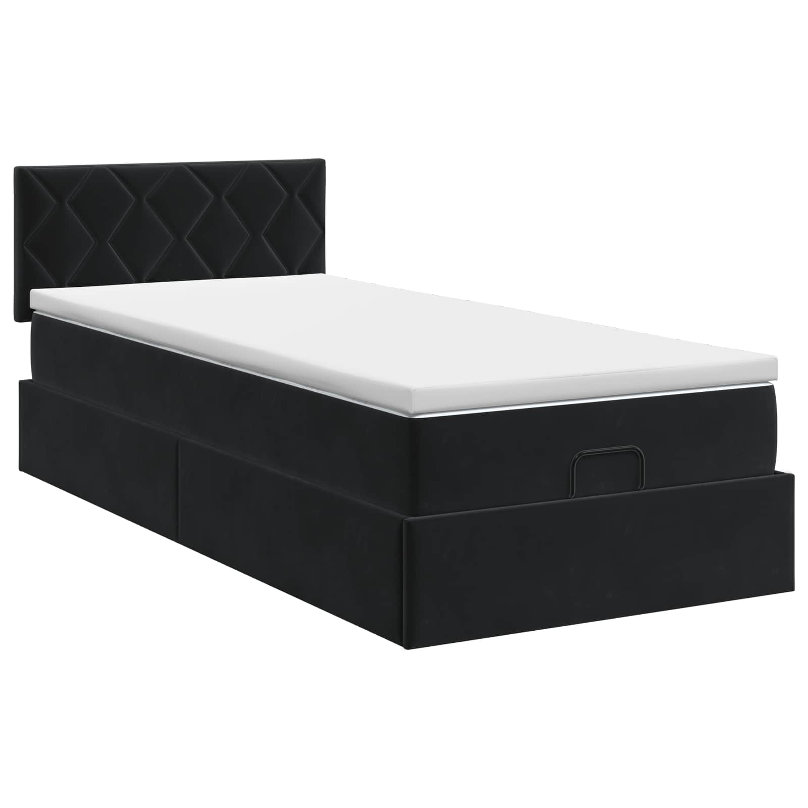 Ottoman bed met matras Zwart 100 x 200 cm Fluweel