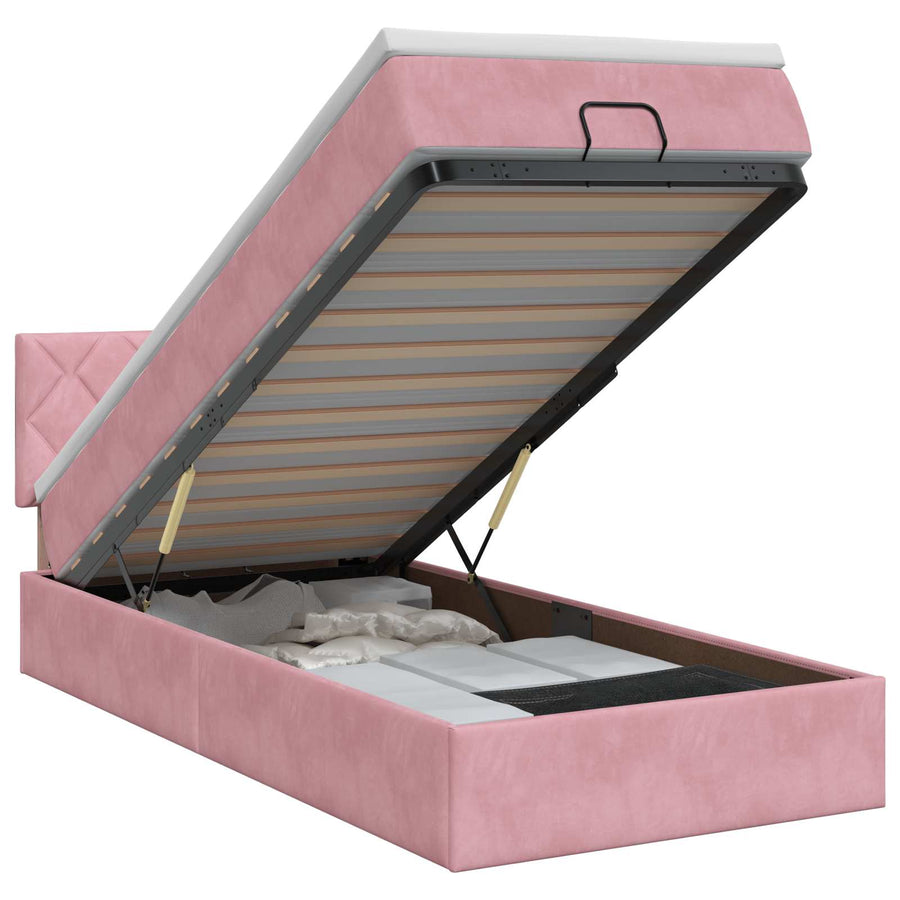 Ottoman bed met matras met hoofdeinde Roze 100 x 200 cm Fluweel