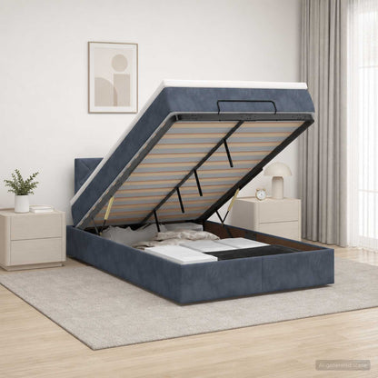 Ottoman bed met matras Donkergrijs 120 x 190 cm Fluweel