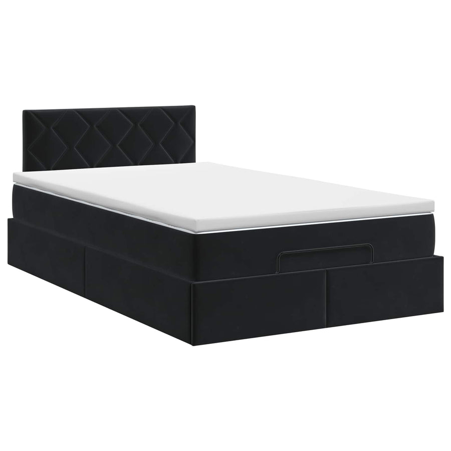 Ottoman bed met matras Zwart 120 x 190 cm Fluweel