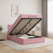 Bedframe 120x190 cm roze fluweel met matras