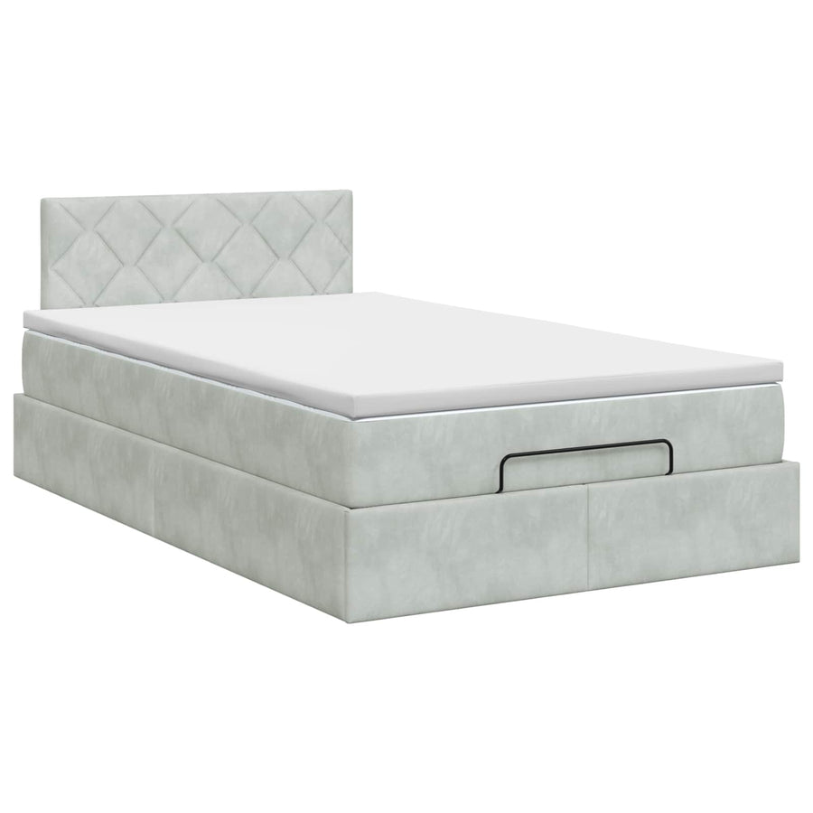 Ottoman bed met matras Lichtgrijs 120 x 200 cm Fluweel