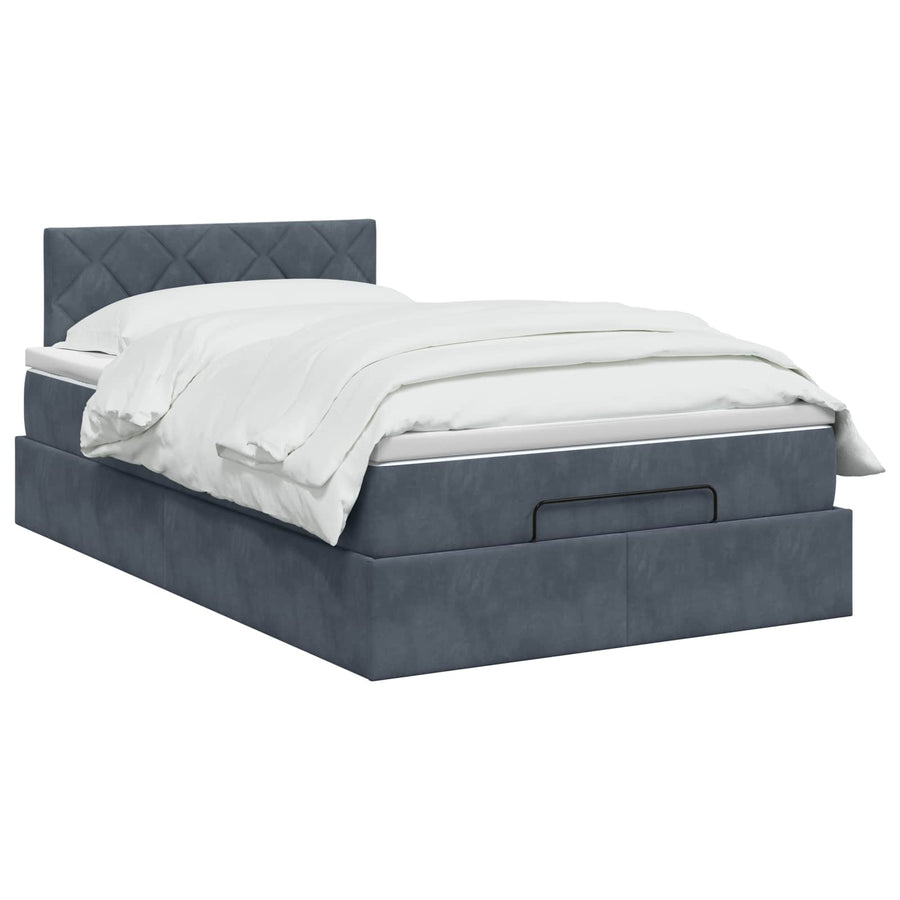 Ottoman bed met matras Donkergrijs 120 x 200 cm Fluweel