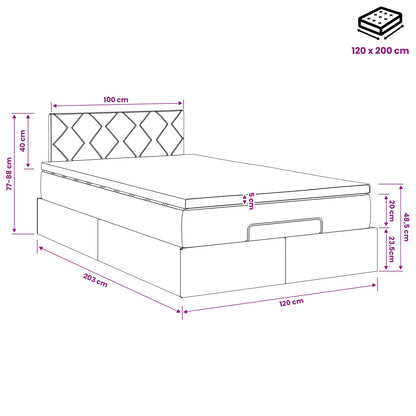 Ottoman bed met matras Donkergrijs 120 x 200 cm Fluweel