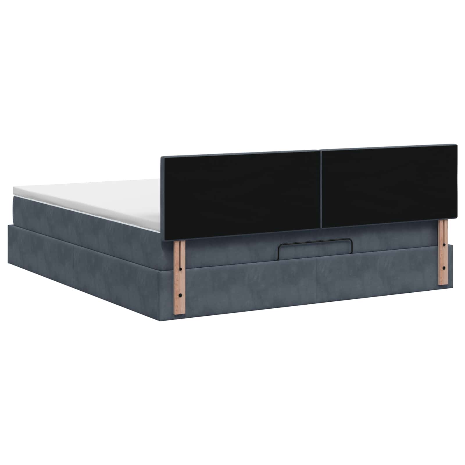 Ottoman bed met matras Donkergrijs 140 x 190 cm Fluweel