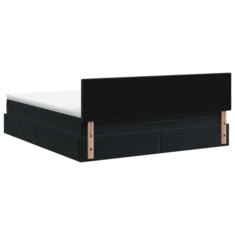 Ottoman bed met matras Zwart 140 x 190 cm Fluweel