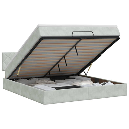 Ottoman bed met matras Lichtgrijs 180 x 200 cm Fluweel